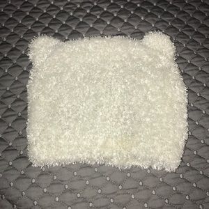 Fuzzy white beanie